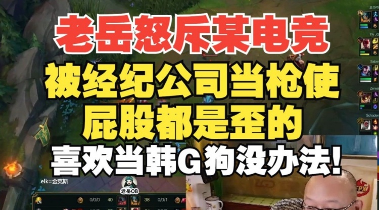 老岳怒斥真实电竞被当枪手：屁股都歪了 喜欢当韩国狗也没办法 